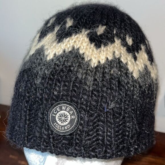 Authentic Woven Wool Iceland Icelandic Knit Beanie Hat Cap Imported Lined OSFA - Picture 4 of 6